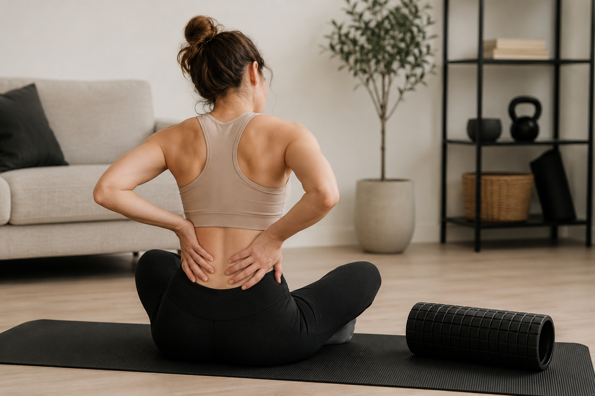 Foam roller and recovery tools for an at-home back-pain workout