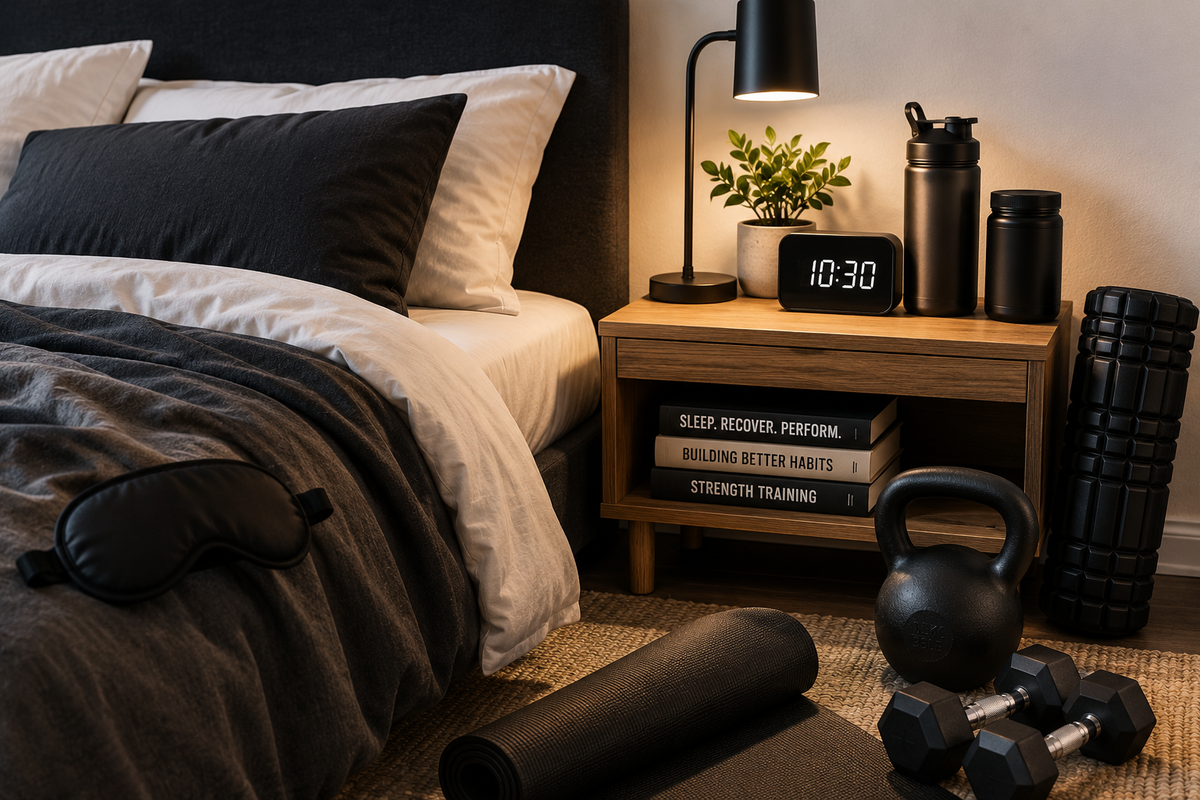 Bedroom set up for quality sleep and post-workout muscle recovery