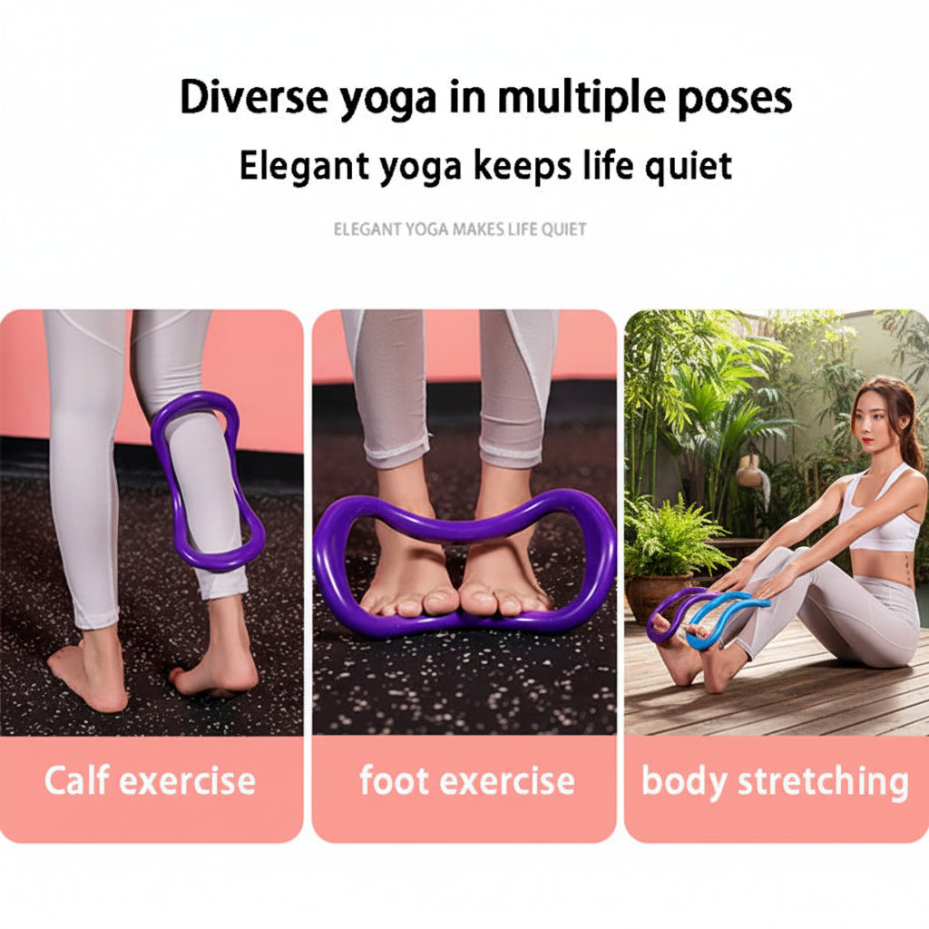 Yoga rings are being used for different exercises.