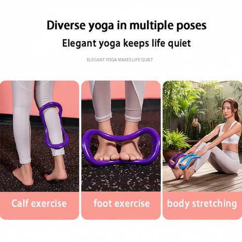 Yoga rings are being used for different exercises.