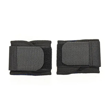 Adjustable black wrist straps with flexible sizing for secure, comfortable wrist support during workouts.
