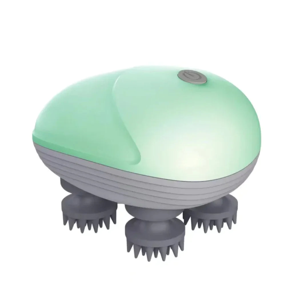 Green Electric scalp and upper-body massager.