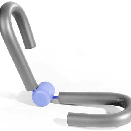 Grey colored portable thigh resistance trainer.