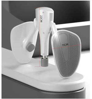Light grey thigh and core resistance trainer.