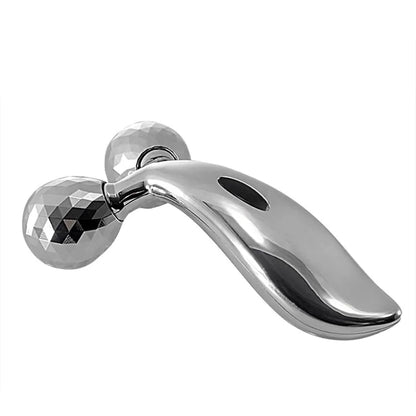 Close-up of manual massage roller showing smooth rolling mechanism and comfortable grip handle.