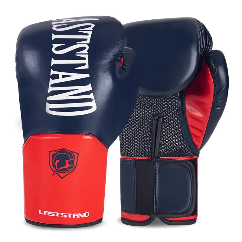 Black boxing gloves (8oz-14oz) for training, sparring, and combat sports with multi-layer padding.