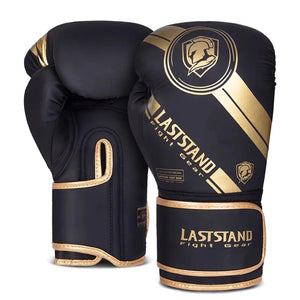 Black gold unisex professional boxing gloves for training and bag work with multi-layer padding protection.
