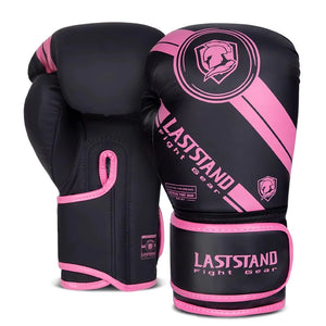 Black pink unisex professional boxing gloves for training and bag work with multi-layer padding protection.