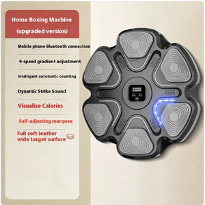Black smart boxing wall target with music integration for reaction training and home fitness workouts.