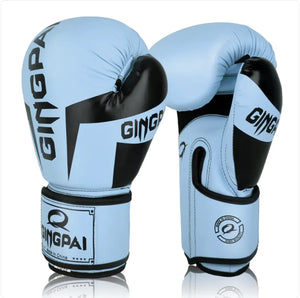 Blue training boxing gloves (6oz-12oz) lightweight design for fitness and bag work cardio training.