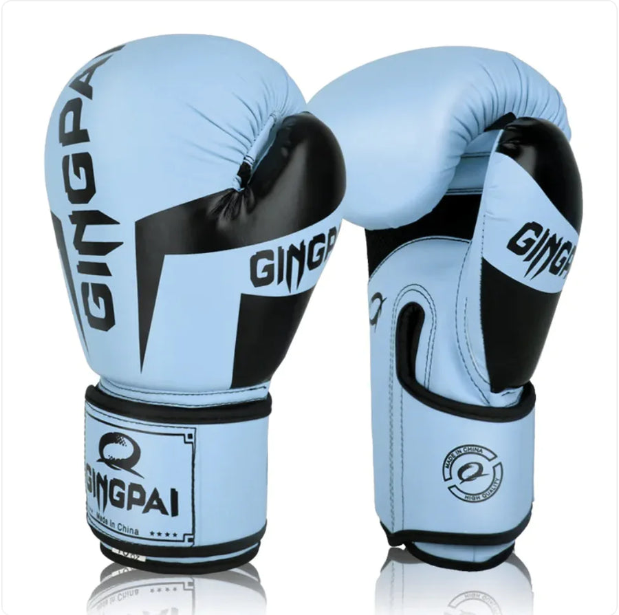 Blue training boxing gloves (6oz-12oz) lightweight design for fitness and bag work cardio training.