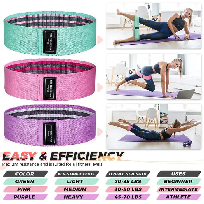 Fabric Resistance Bands for Lower-Body and Yoga Workouts