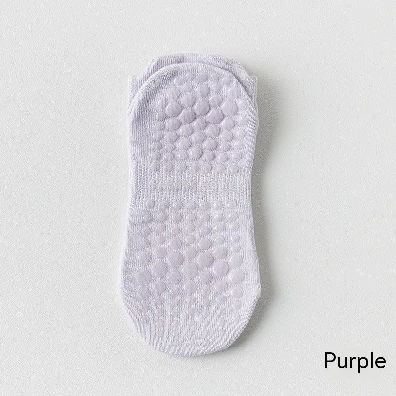 Women's non-slip Pilates socks in light purple color with silicone grip for yoga, Pilates and barre classes.