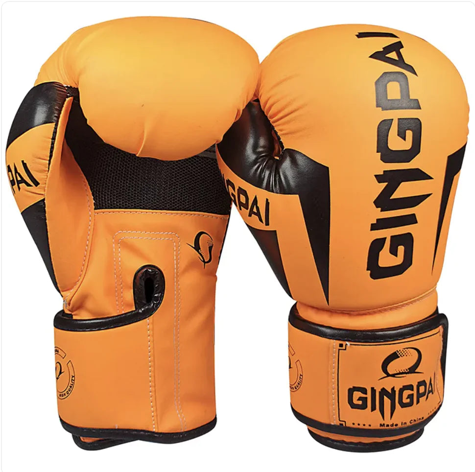 Orange training boxing gloves (6oz-12oz) lightweight design for fitness and bag work cardio training.
