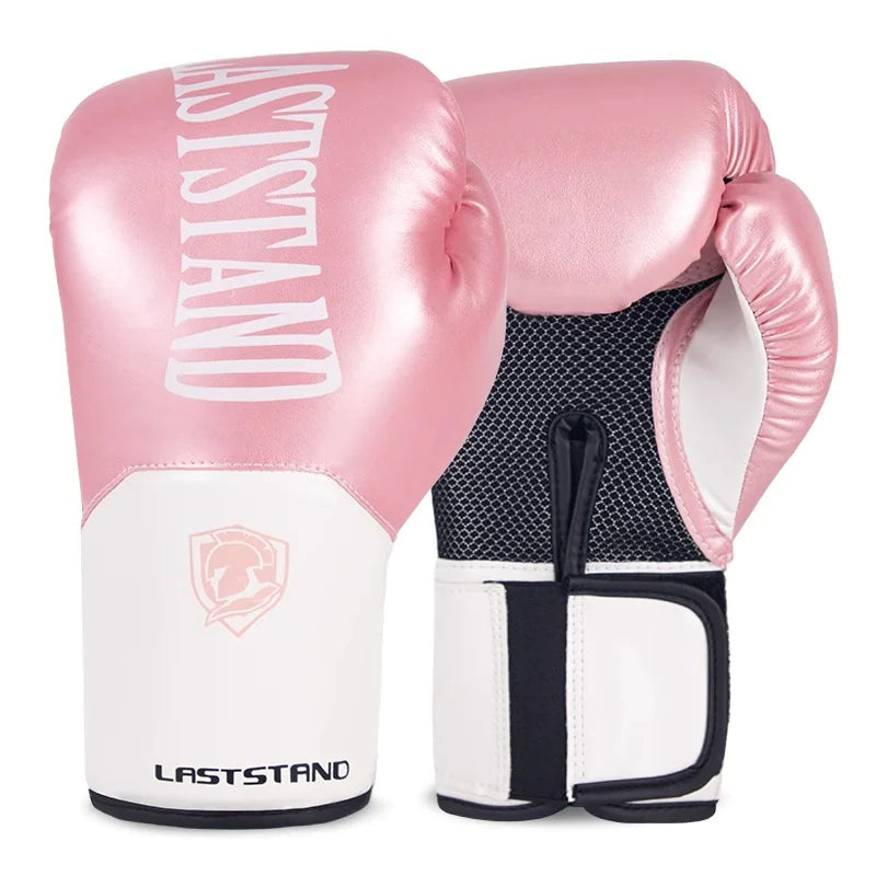 Pink boxing gloves (8oz-14oz) for training, sparring, and combat sports with multi-layer padding.