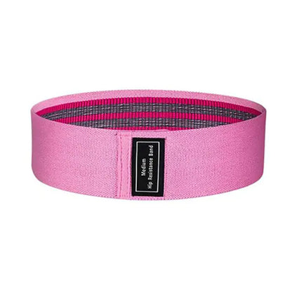 Close-up of soft non-slip pink fabric resistance bands for comfortable workouts.