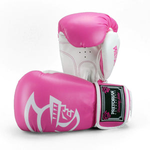 Pink professional boxing gloves (10oz-16oz) for training, sparring, and combat sports competition.