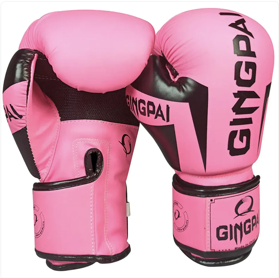 Pink training boxing gloves (6oz-12oz) lightweight design for fitness and bag work cardio training.