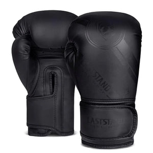 Pure black unisex professional boxing gloves for training and bag work with multi-layer padding protection.