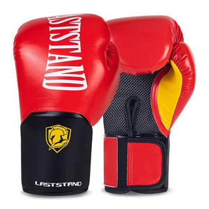 Red boxing gloves (8oz-14oz) for training, sparring, and combat sports with multi-layer padding.