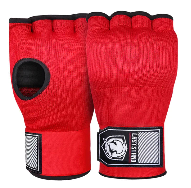 Red unisex fitness training gloves (pair) with padded palms for grip and hand protection during workouts.