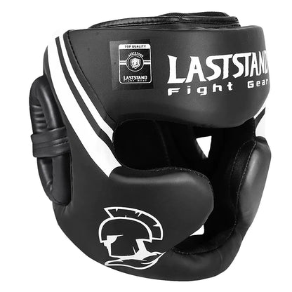 White protective boxing helmet with multi-layer padding prioritizing safety and injury prevention during combat sports training.