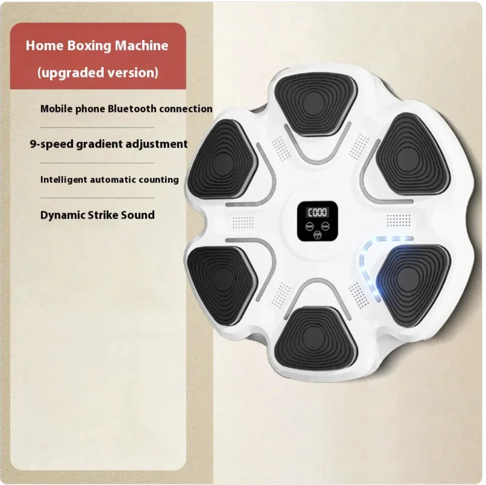 White smart boxing wall target with music integration for reaction training and home fitness workouts.